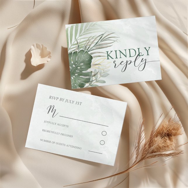 Boho Tropical Watercolor Wedding RSVP Card (Creator Uploaded)