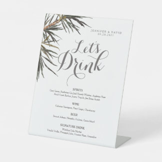 Boho Tropical Wedding Bar Menu Pedestal Sign