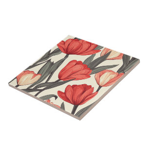 Boho Tulip Ceramic Tiles  For Cozy Interiors