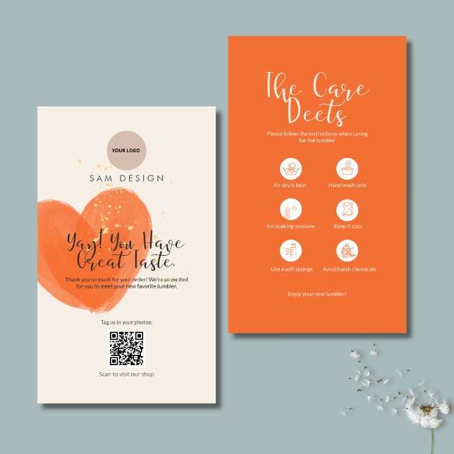 Boho Tumbler Care Card Package Insert logo barcode (Creator Uploaded)