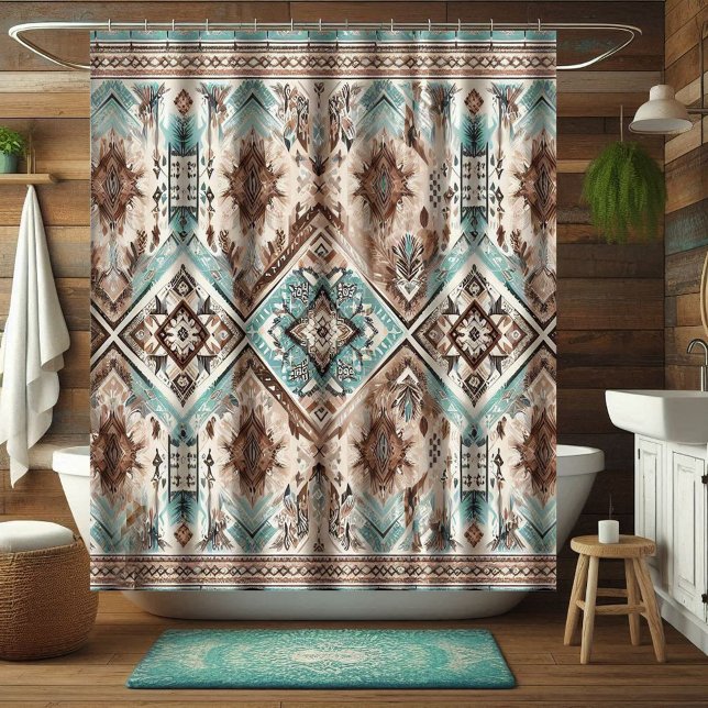 Boho Turquoise Western Shower Curtains, Home Decor (Creator Uploaded)