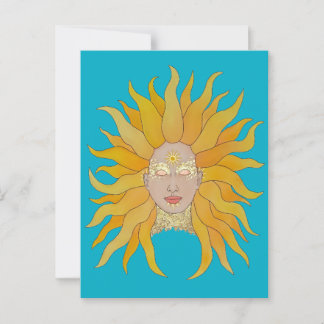 Boho turquoise yellow gold sun inspired card