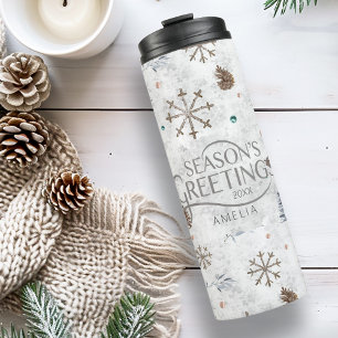 Boho Twigs & Pinecone Christmas ID986 Thermal Tumbler