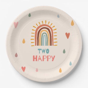 Boho two second Birthday Rainbow Paper Plate
