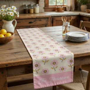 Boho Ukrainian Folk Cross Stitch Floral Short Table Runner