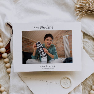 Boho Ultrasound Photo Pregnancy Announcement Card