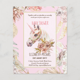 BOHO UNICORN Baby Shower Invitations Watercolor Flyer