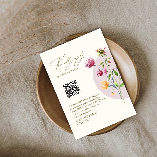 Boho Unique Spring Wildflower Whimsical  RSVP Card (Creator Uploaded)