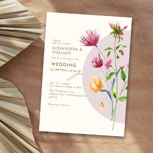 Boho Unique Spring Wildflower Whimsical Wedding Invitation