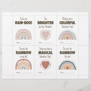 Boho Valentine’s Day Cards for Kids Classroom 