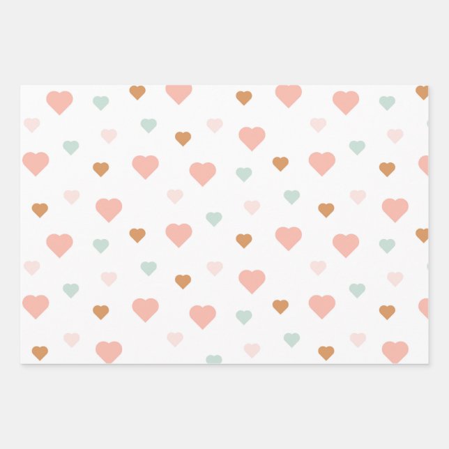 Boho Valentine's Day pastel love hearts Wrapping Paper Sheet (Front)