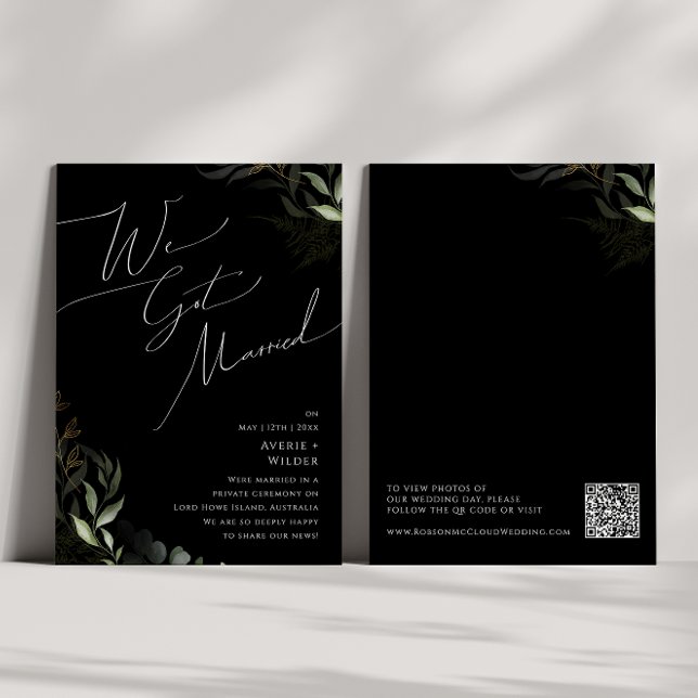 Boho Verdure Or | Faire-part de mariage discret no (Créateur téléchargé)