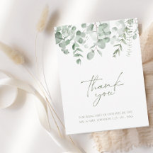 Boho Vert feuillage Eucalyptus Mariage Merci