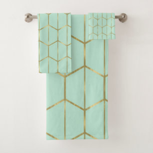 Boho Vert Menthe Hexagone Or & Glam Géométrique