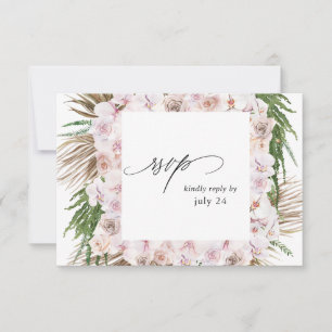 Boho vert Tropical Floral w Repas Carte RSVP 2