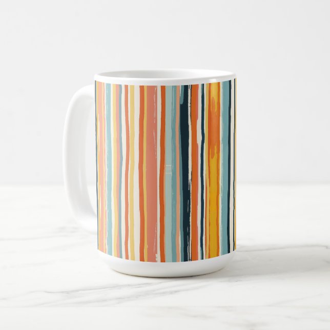 Boho Vertical Stripe Coffee Mug (Front Left)
