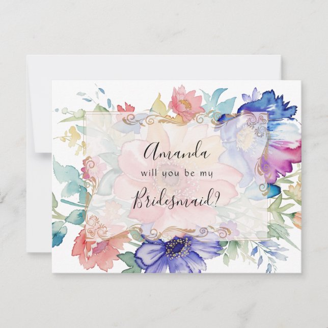 Boho Vibrant Flowers Proposal Card (Front)