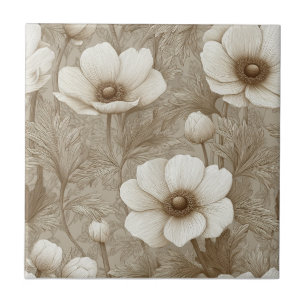 Boho Vintage Anemones  Tiles  For Bath Accent