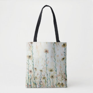 Boho Vintage Beige Wildflowers Tote Bag