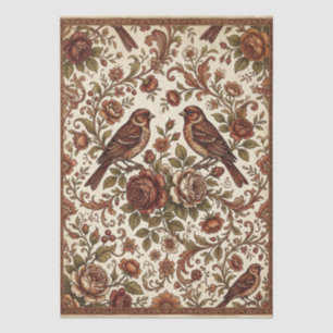 Boho Vintage Birds & Florals Tissue Paper