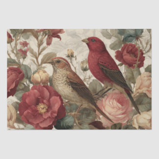 Boho Vintage Birds & Florals Tissue Paper