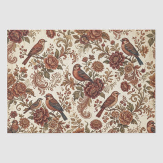 Boho Vintage Birds & Florals Tissue Paper
