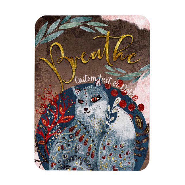 Boho Vintage Cat Breathe personalized reminder Magnet (Vertical)