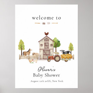 Boho Vintage Farmer Tractor Baby Shower Welcome Poster