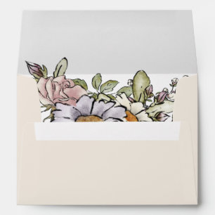 Boho Vintage Floral Baby Shower Return Address Envelope