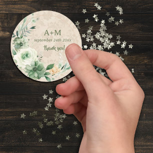 Boho Vintage Floral Botanical Wedding Classic Round Sticker