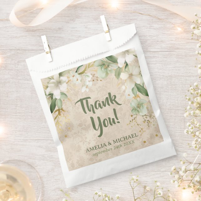 Boho Vintage Floral Botanical Wedding Favour Bag (Clipped)