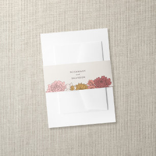 Boho Vintage Floral Fall Garden Wedding Invitation Belly Band