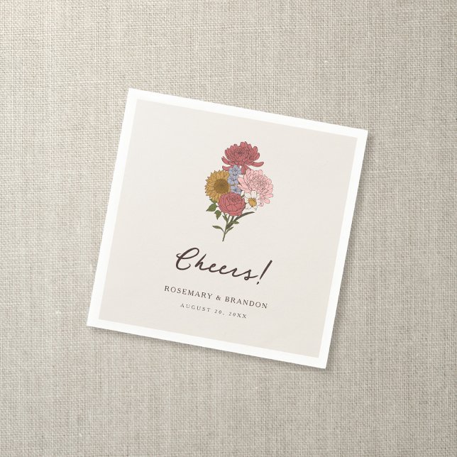 Boho Vintage Floral Fall Garden Wedding Napkin (Creator Uploaded)