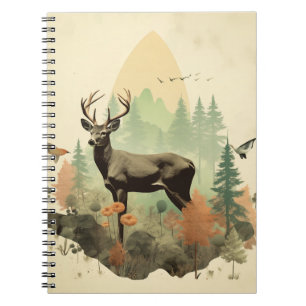 Boho Vintage Forest Deer Spiral Carnet