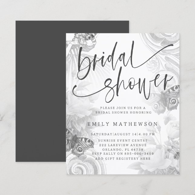 Boho Vintage Garden & Butterfly Bridal Shower (Front/Back)