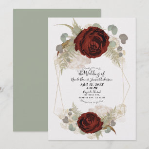 Boho Vintage Glam Botanical Floral Blooms Wedding Invitation