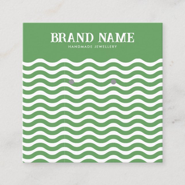 Boho Vintage green wave Earrings Display Card (Front)