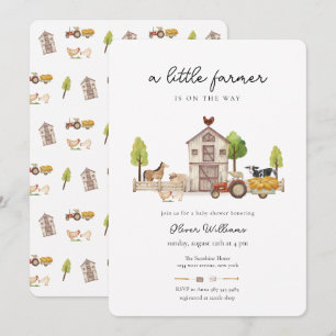 Boho Vintage Little Farmer Tractor Baby Shower   Invitation