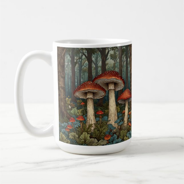 Boho vintage mushrooms woodland forest coffee mug (Left)
