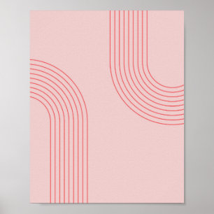 Boho Vintage Pink and Red Rainbow Arch 3 Poster