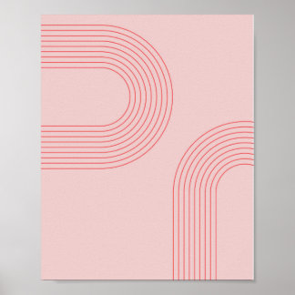 Boho Vintage Pink and Red Rainbow Arch 5 Poster