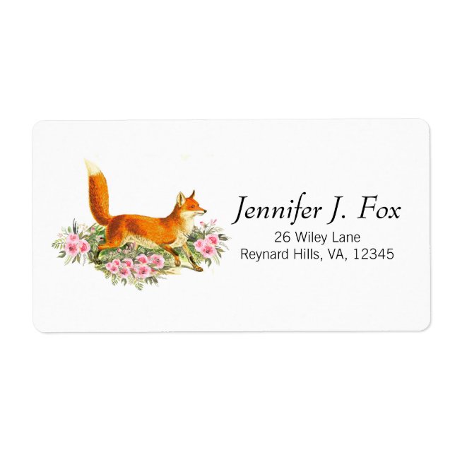 Boho Vintage Red Fox Pink Floral Roses  (Front)