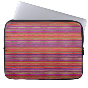 Boho Vintage Red Violet Stripes - Laptop Sleeve