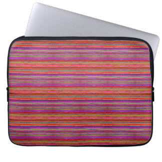 Boho Vintage Red Violet Stripes - Laptop Sleeve