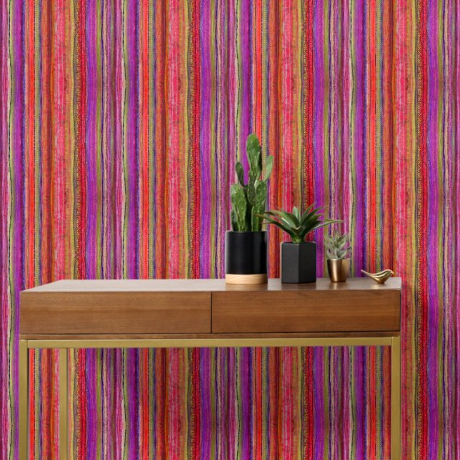 Boho Vintage Red Violet Stripes -  Wallpaper (Creator Uploaded)