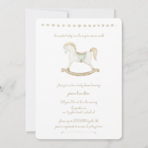 Boho Vintage Rocking Horse Cowboy Sage Baby Shower Invitation