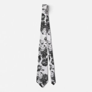 Boho vintage simple noir blanc cravate florale