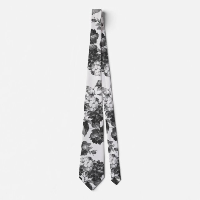 Boho vintage simple noir blanc cravate florale (Devant)