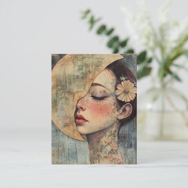 Boho Vintage Woman and Half Moon (Standing Front)