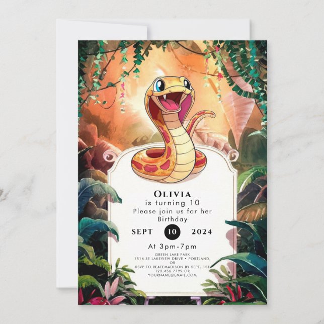 Boho Viper Snake Birthday Invitation (Front)